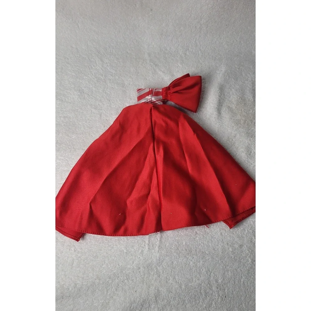 Handmade Red White Candy Cane Stripe Holiday Doll Dress One Shoulder Bow Gown